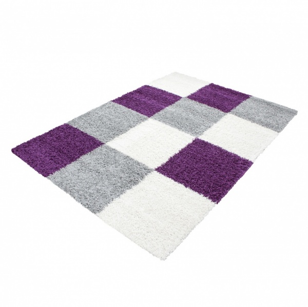 Life Shaggy Checkered Purple Rug